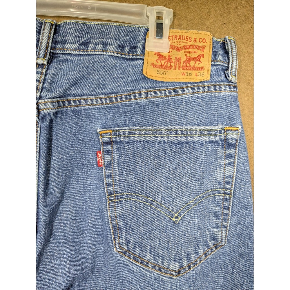 Lot of 2 Levis 550 Relaxed Fit Jeans Mens 36x30 Blue Denim Modified Hem - Picture 6 of 16
